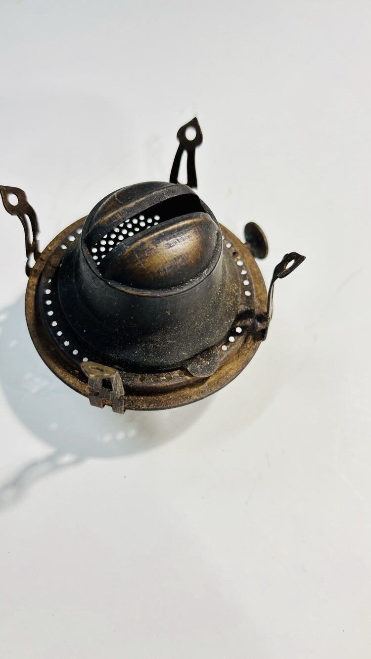 Antique Brass Oil Lamp Burner Gallery Shade Holder Assembly Unbranded Parts